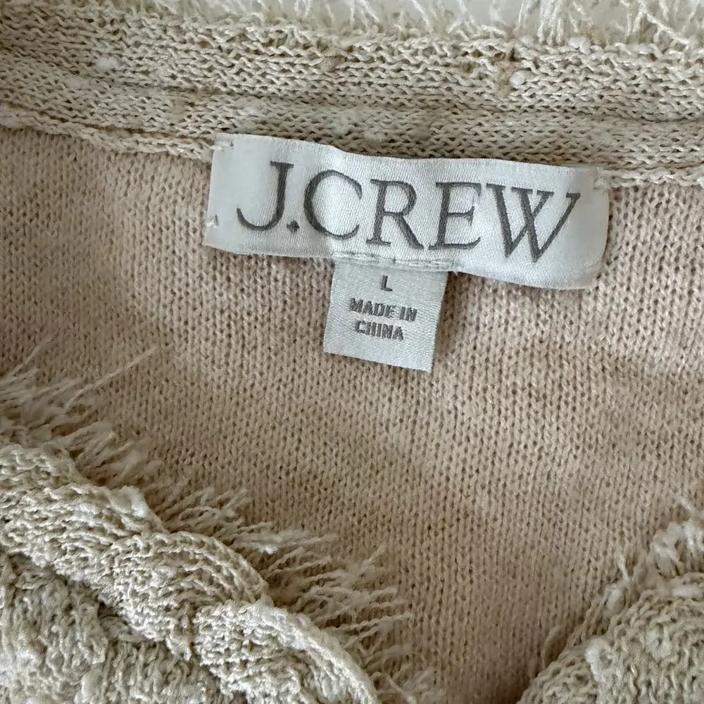 J.CREW Marled Fringe Trim Sweater Lady Cropped Jacket Size L